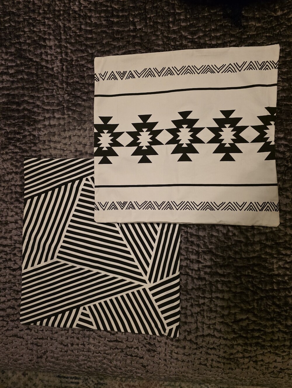 Black and White Geometric Aztec Decorative Pillow Covers - X2